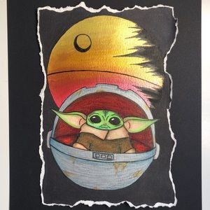 “Baby Yoda” Moon Spirit Art Print 5” by 7”